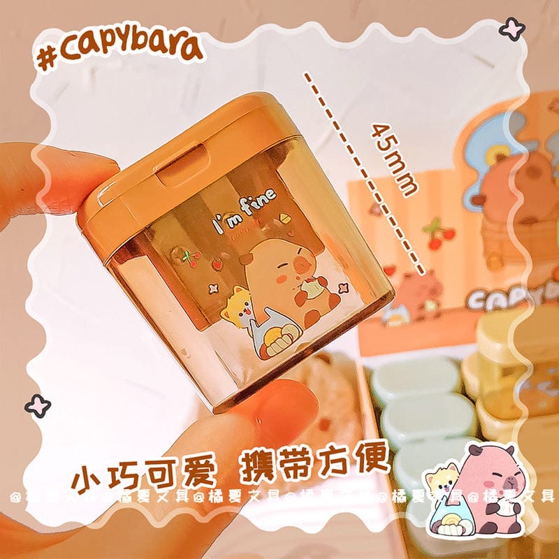 Sr0329 Kawaii Q Capybara Pencil Sharpner High Quality With 2 Different Size Blade Random Design