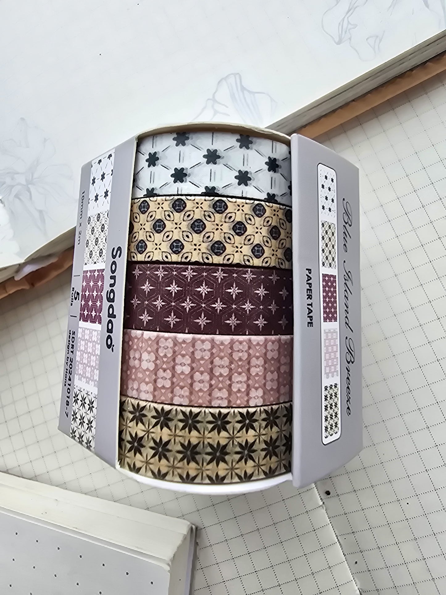 Washi Tape Set of 5 Washi tapes 10mm | Japanese Washi Paper | 2 Meter each(1018-7)