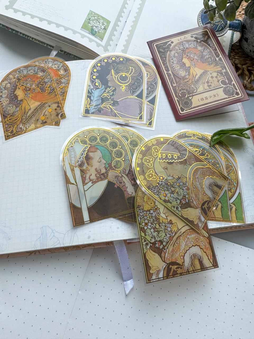 MHD-MXSN005|G-2| Vintage Character Transparent Stickers | 5 Designs 2 Each | 10 Stickers Total