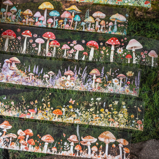 MHD-YJHD003-|RC|Mushroom Theme Transparent PET Sticker Roll | 40 mm | 2mtr