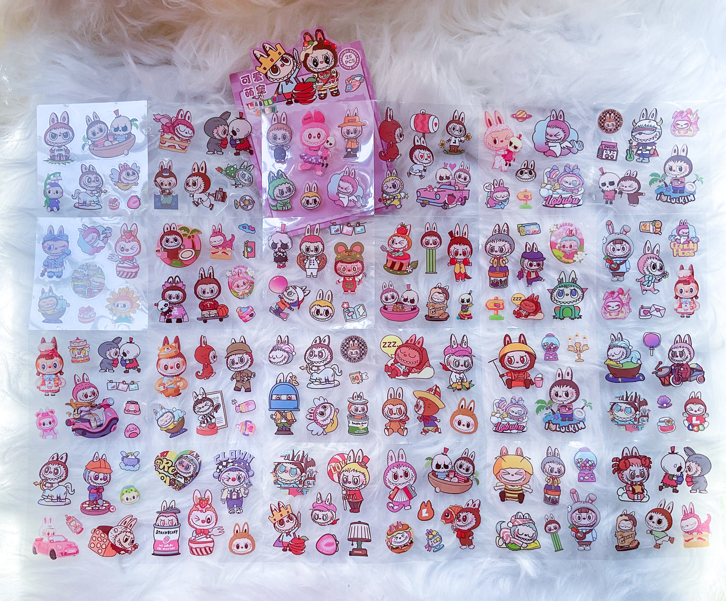 CYD-E #8 LABUBU PINGU| Cute Cartoon Character Transparent Sticker Sheet| 80x80mm