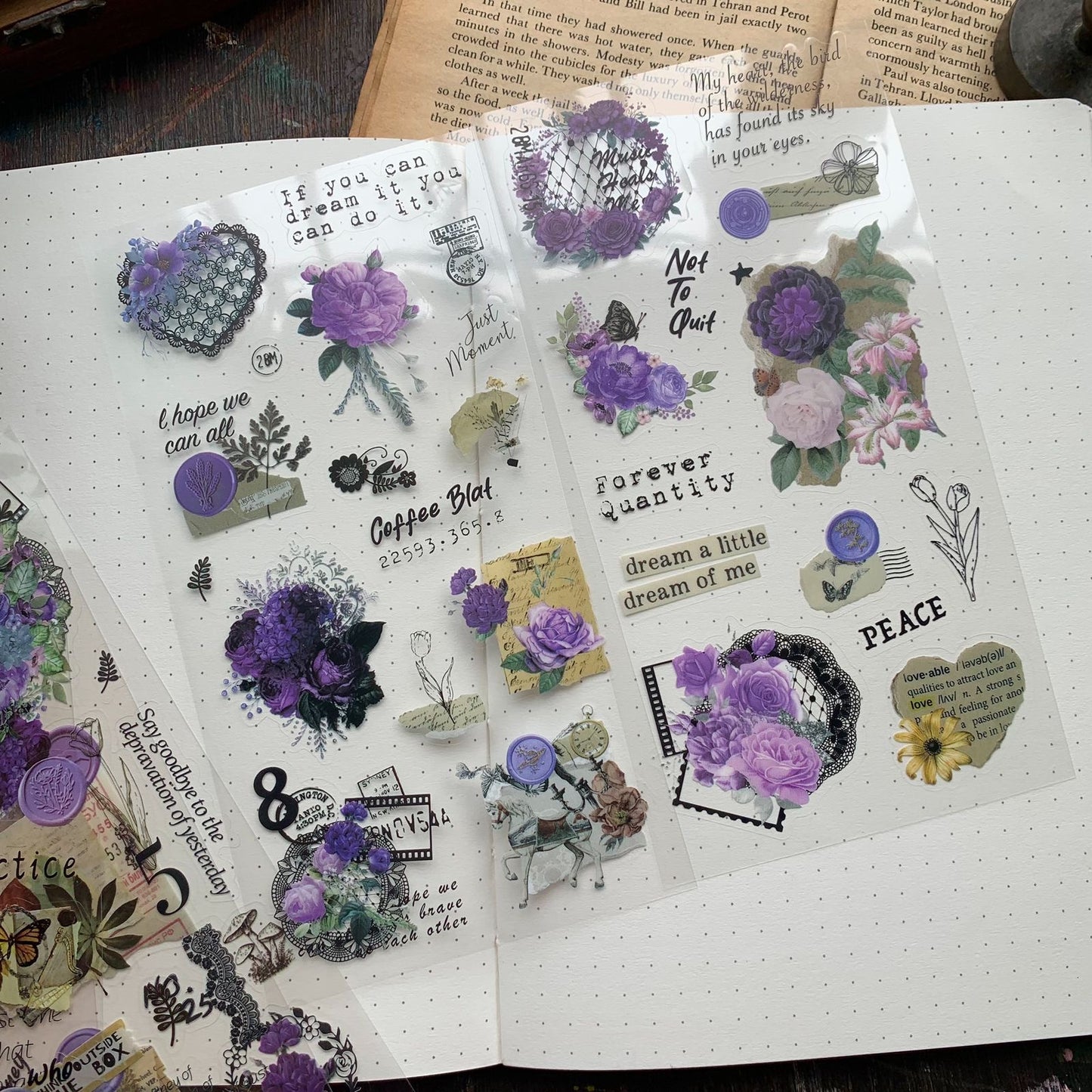 DS-THF-1|G-9| PSW(KQ) | Journal PET Sticker purple silk whispers | 6 sheets| 95*180mm |
