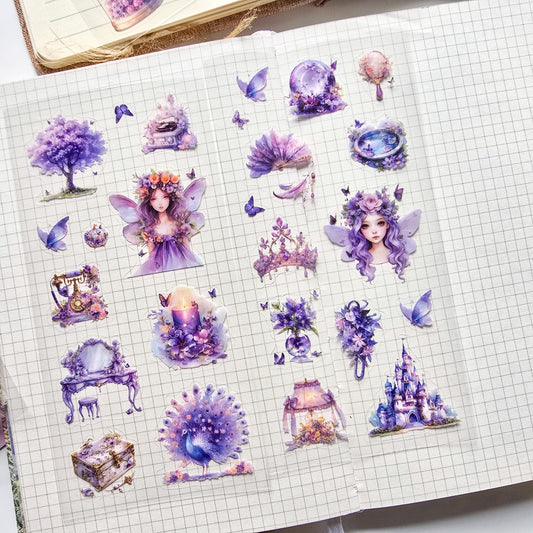 XYHM403|G9| - sticker pack Star Language Flower Dream series retro cut film handbook pet material stickers 6 pieces into 4 types
