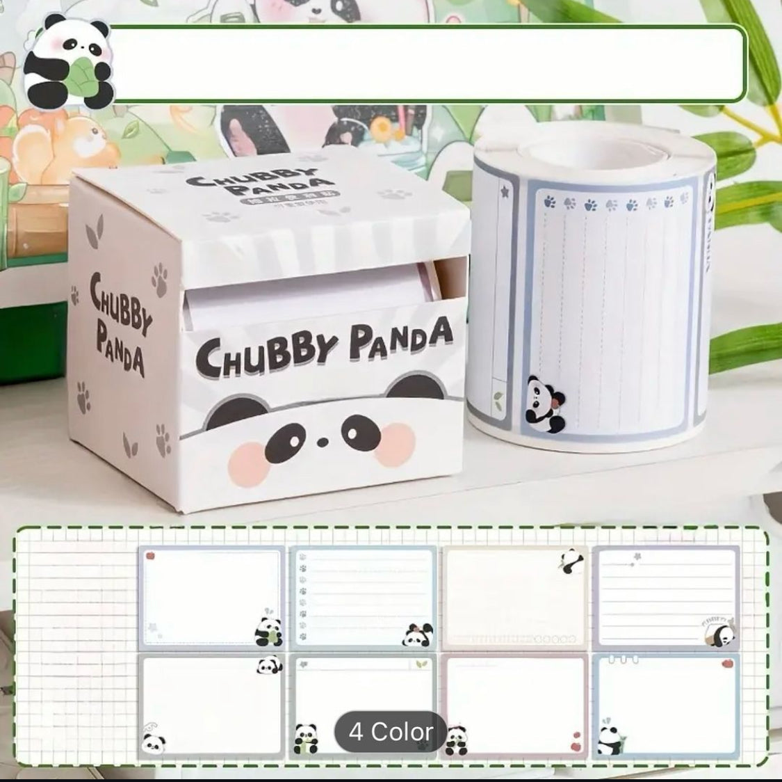 SN-05-256 Chubby Panda|Sticky notes| 256 pcs Kawaii Sticker Roll White