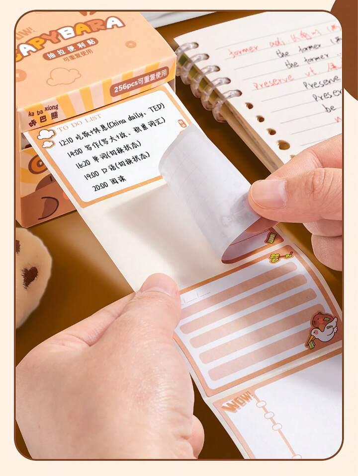 SN-06-256 Capybara | Sticky Notes | 256 pcs Kawaii Sticker Roll Brown