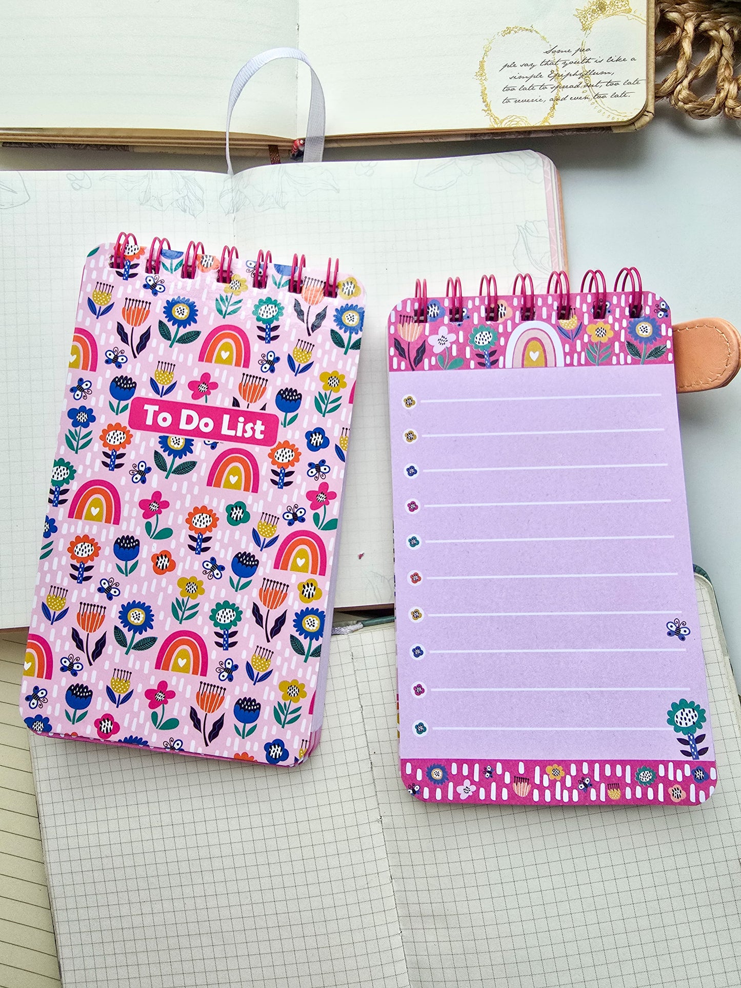 #6 To do Notepad | Spiral Binding | Cute Notepad | Daily Planner | Notebook | Flower n Rainbow | Tot Tales