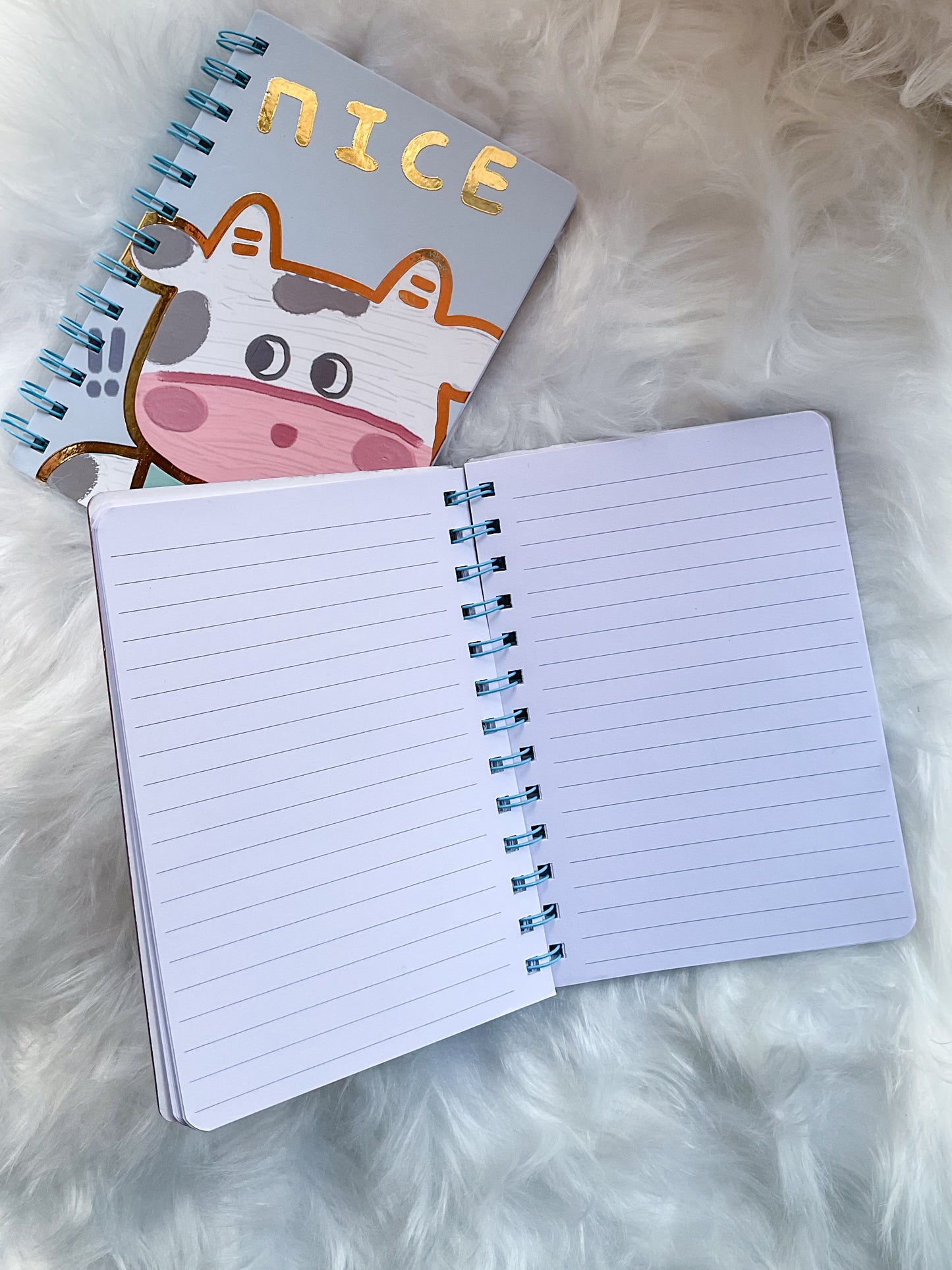 B501- |RF|Cow (Nice)| Kawaii Dairy | Spiral binding | Ruled Special Notebooks 80 Pages 17.5x12.5 cm |Spriral Cute Kawaii Character Diary