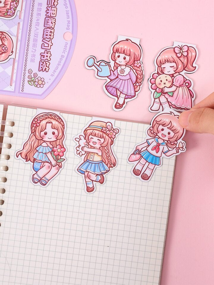 Kqmgjclsq-400|G-9| Magnetic Bookmark 4pcs | Translucent Sticker 1 Sheet Random Design