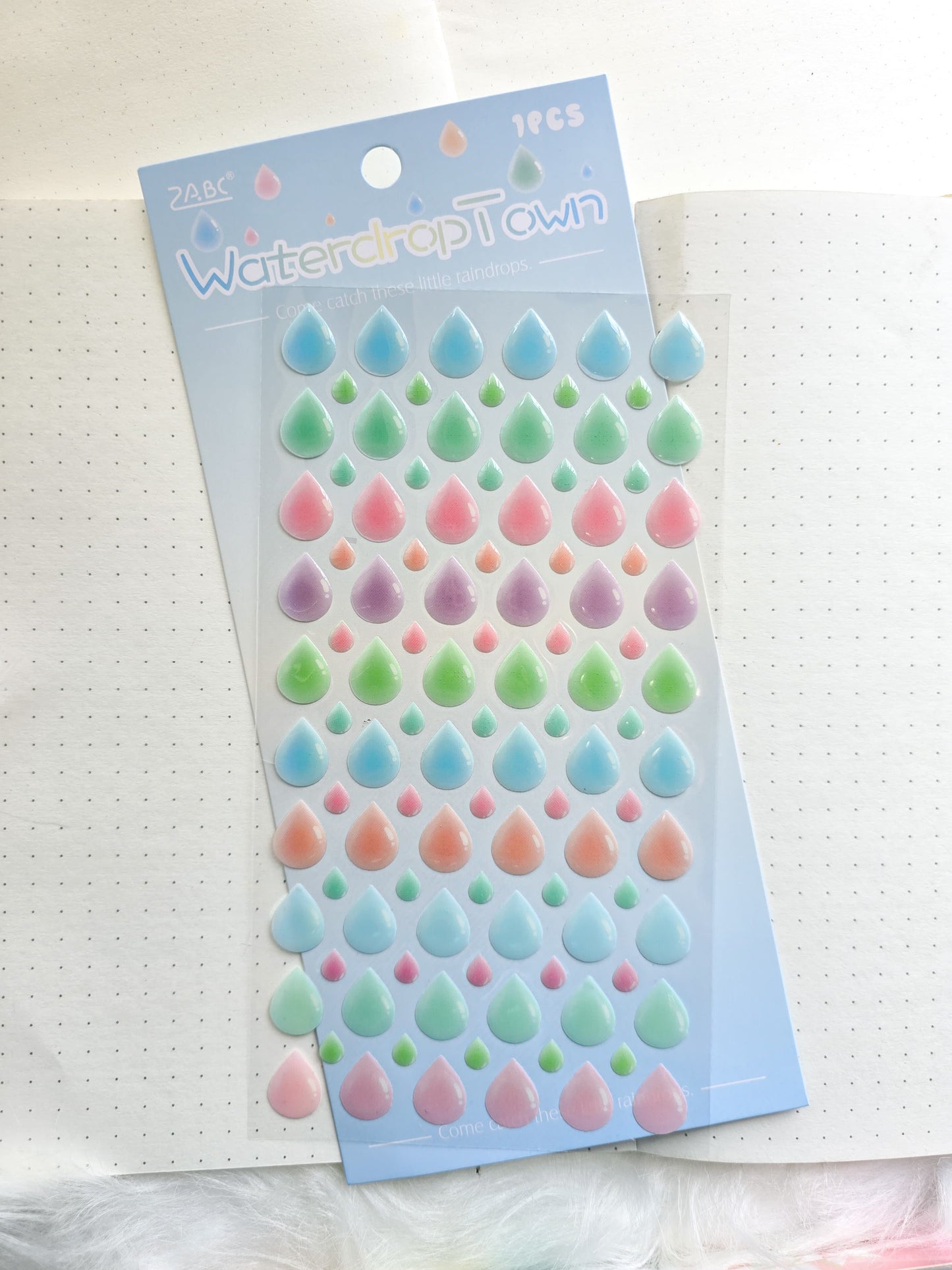 Ygth802 Water Drop Town Fluffy Sticker 3D | 1 Sheet 100*185mm