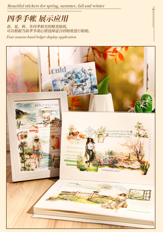 Sjzl001 PET Sticker Book | Girl Travel Journal Book | 105x148mm 20 sheet