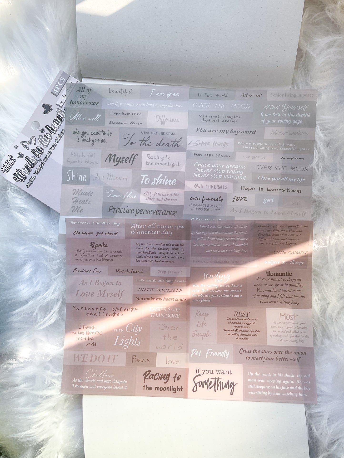 YWXY-6-03|G-9| | Words In The Heart | PET | Transparent Sticker | 4 Sheets | 120*170mm