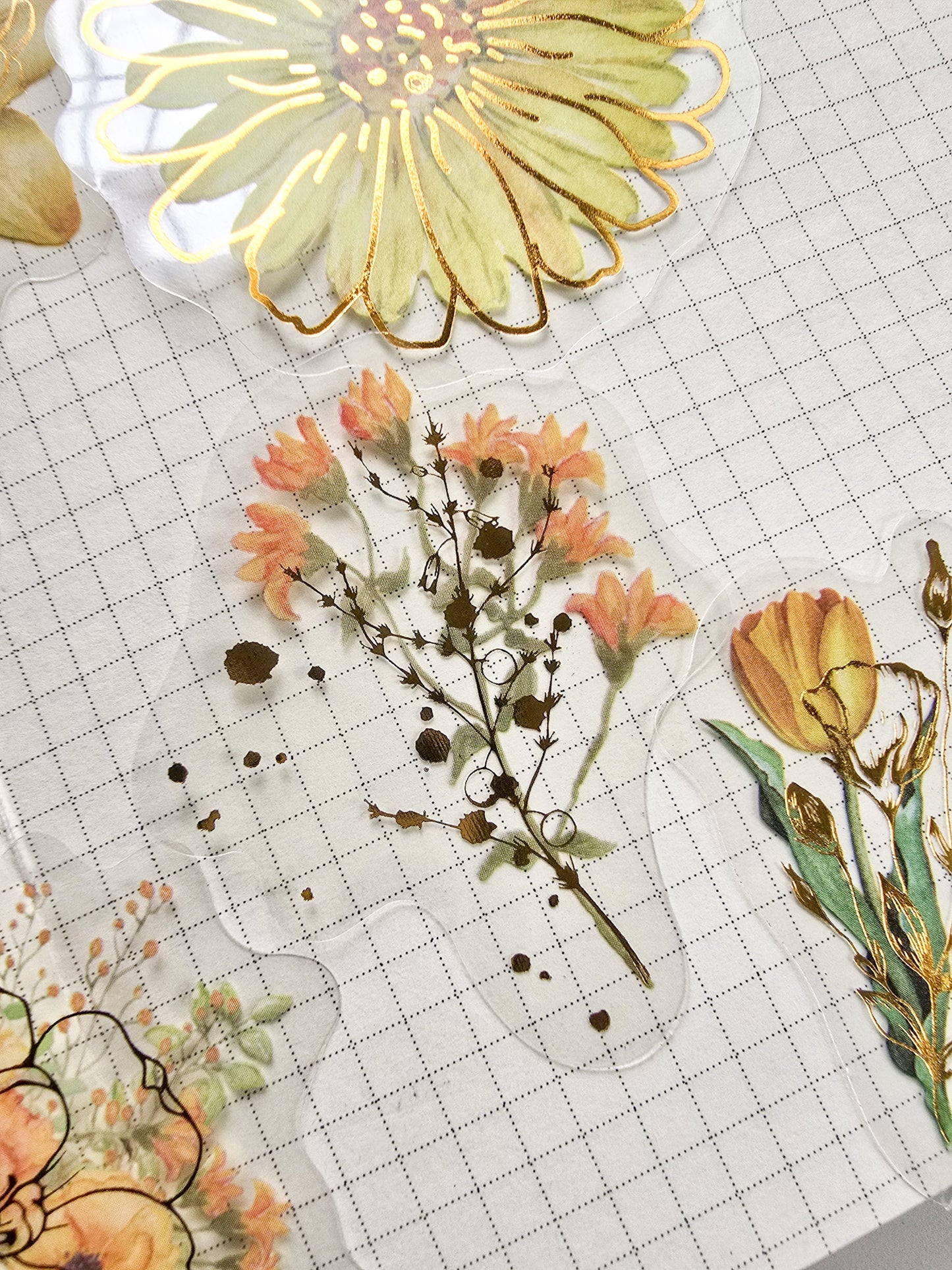 Mmk06e386 Pet Sticker Foiled sticker Flower series | mocard 30 pcs | Yellow flower