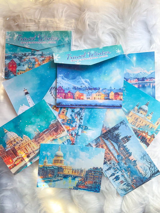 MHD-LXDJ006|Travel Winter|Translucent Washi Paper Sticker|Glitter Washi Paper 10 sheets|Winter Nature Theme|Sea Green