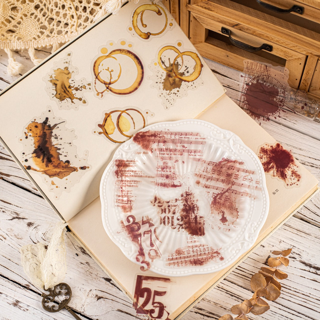 Pmyx002|G-4| Splash Impression PET Sticker | Splash collection | 10 pcs Coffee stains