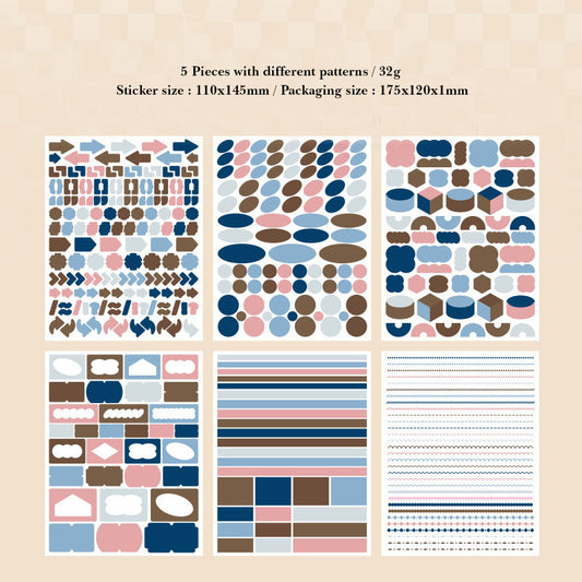 GBRJT404|G-1| sticker package Flower Sea Boat Series Landscape Landscaping Special Oil and Paper Cut Film Handbook Material(Pink & Blue)