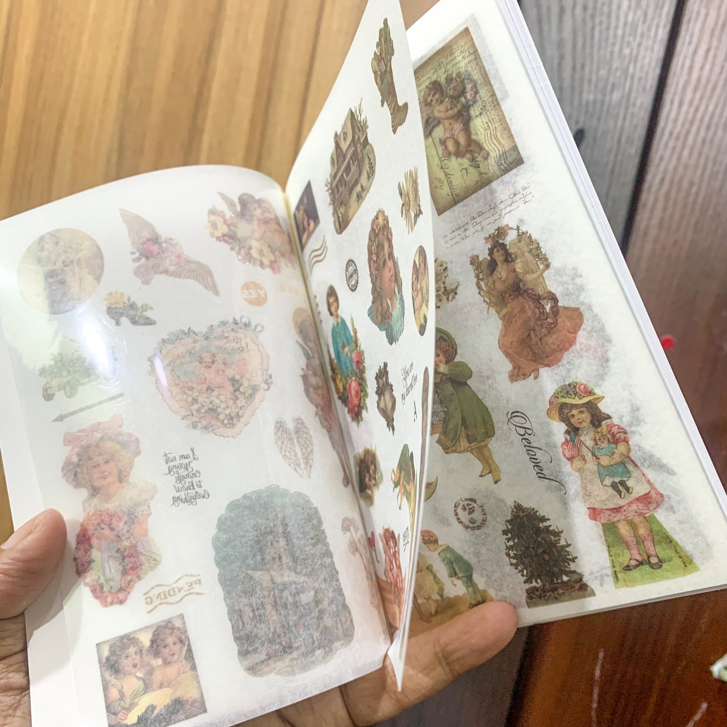 KQ0081AM Angel memory Booklet (Retro Manor Series) | 20 Sheets. Vintage Sticker Book