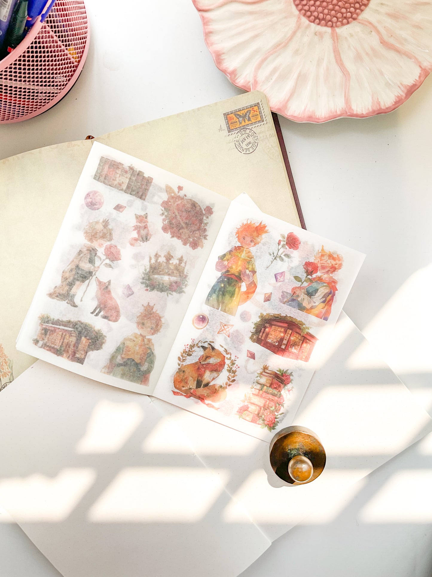 XYYH-402| Fairy Tale Character Sticker Book| Little Prince Pet & Washi Sticker| 150*100mm 20Pcs|Red Theme