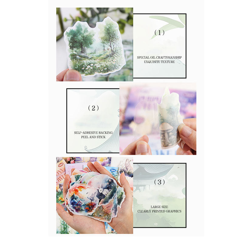 HHXZ603|G-2| - sticker package Flower Sea Boat Series Landscape Landscaping Special Oil and Paper Cut Film Handbook Material