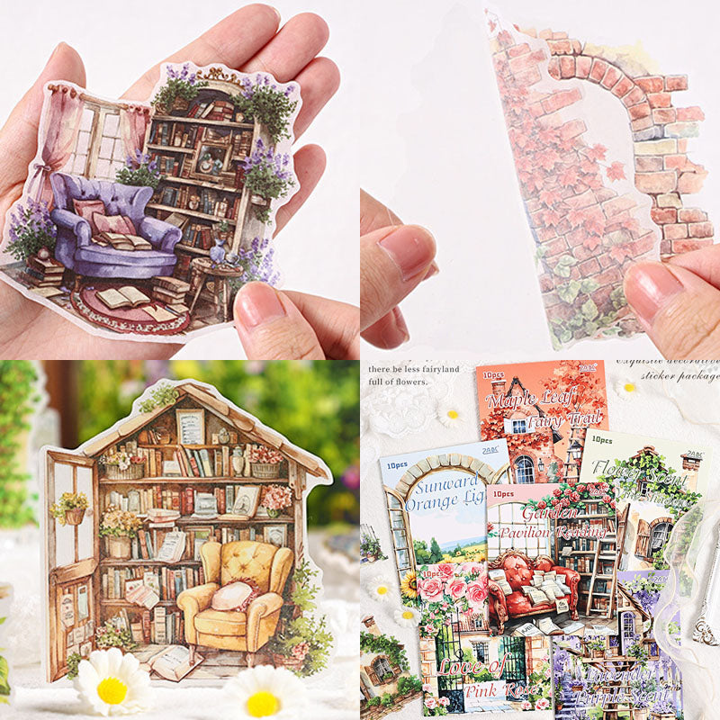 HYMY604 - stickers garden dream series retro and paper handbook material stickers DIY creative stickers