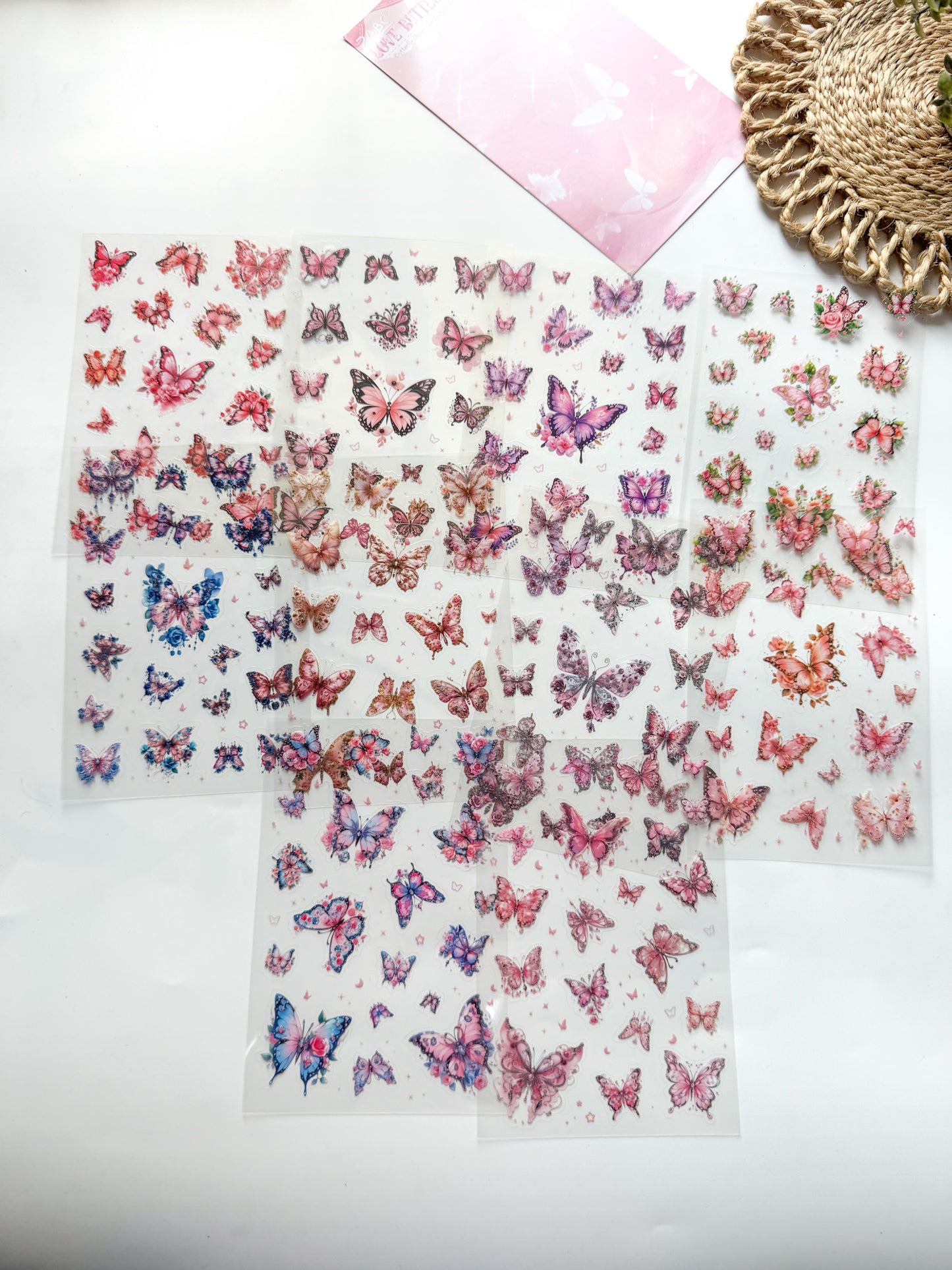 YXMD601|G-1| sticker under the moon butterfly laser shell light hand account sticker waterproof pet film hand account material