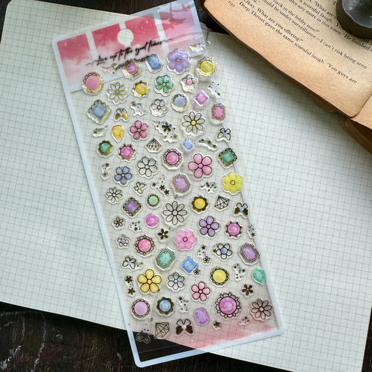 YTAS102 |G-11|Lovely Heart 3d Foiled Sticker | 1 sheet