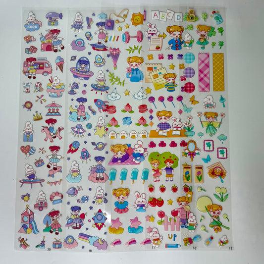 #12|G-1| Kawaii Long Sticker Set | Cute Stickers | 40*8cm | 20 Sheets