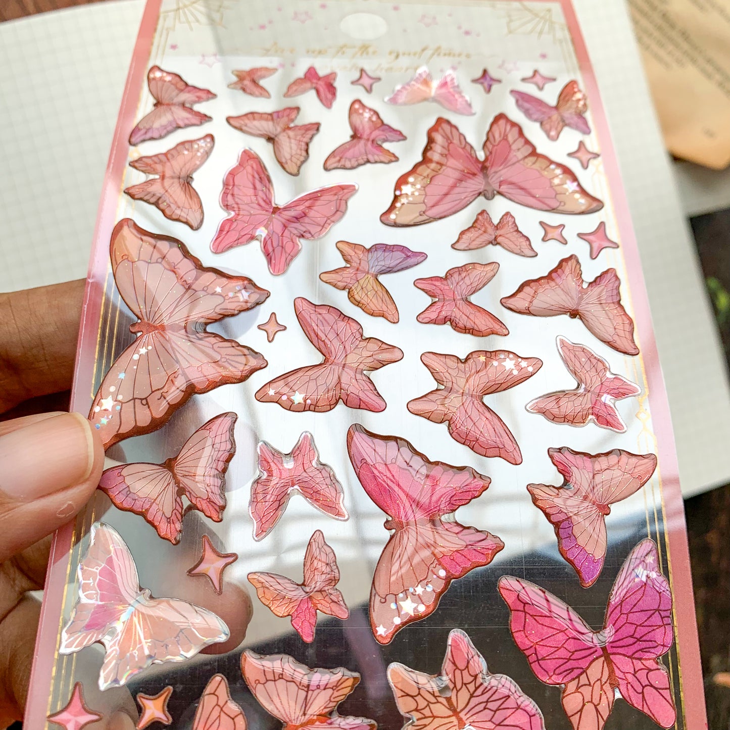 YTCM002 |G10| Lovely Heart Butterfly Puffy Sticker 3d Foiled Sticker | 1 sheet