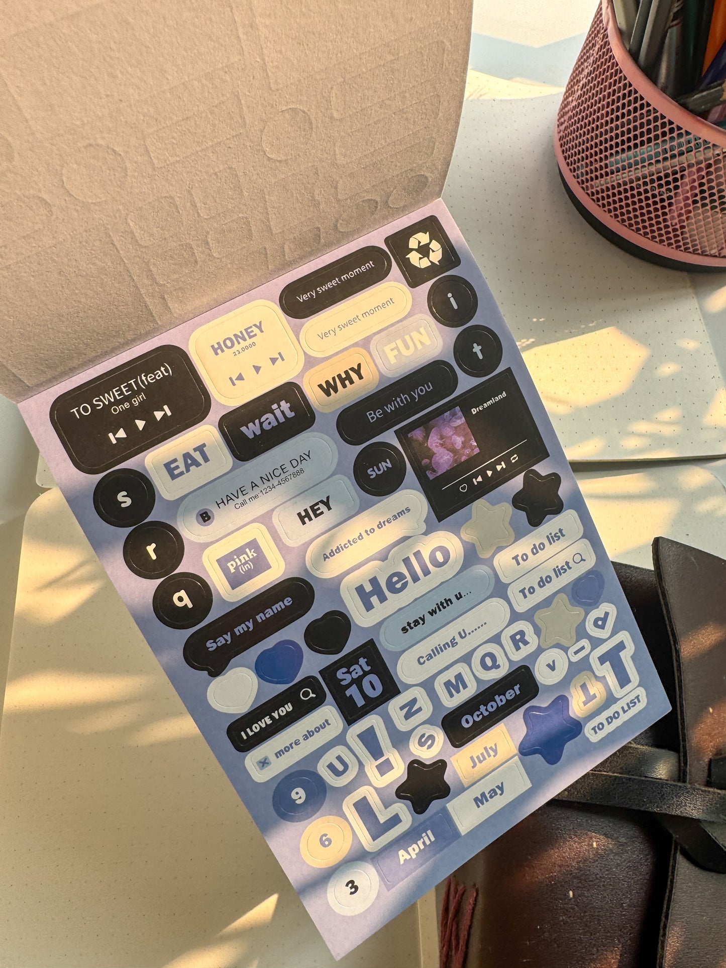 Wxth|G-6| Journal| Paper Sticker Book Blue | 12 Pages Pre Cut Sticker