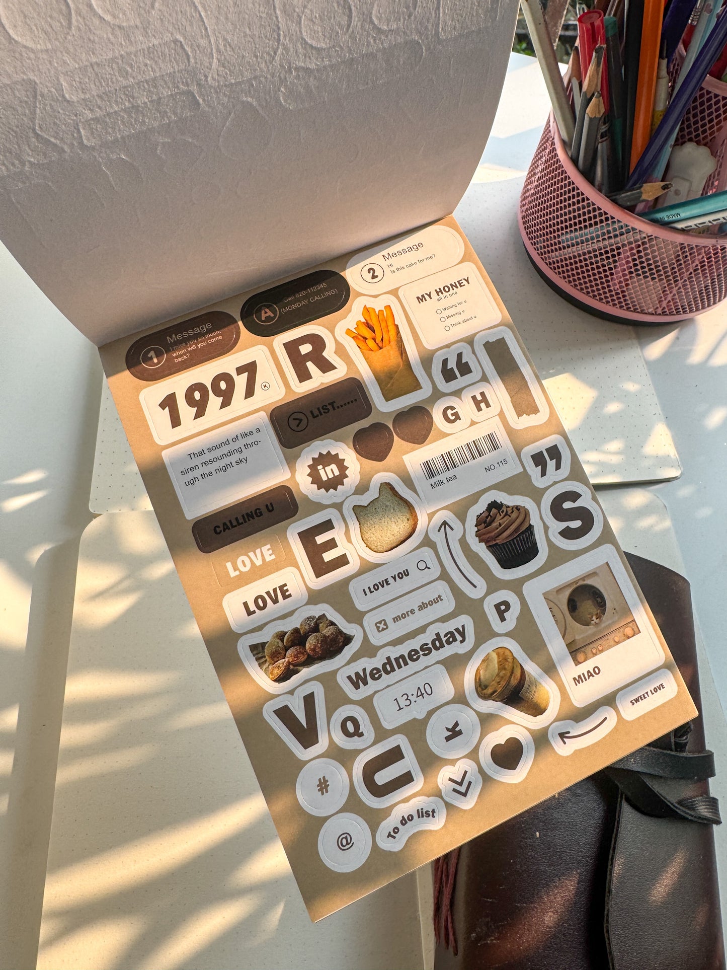 Wxth|G-6| Journal Paper Sticker Book Brown | 12 Pages Pre Cut Sticker