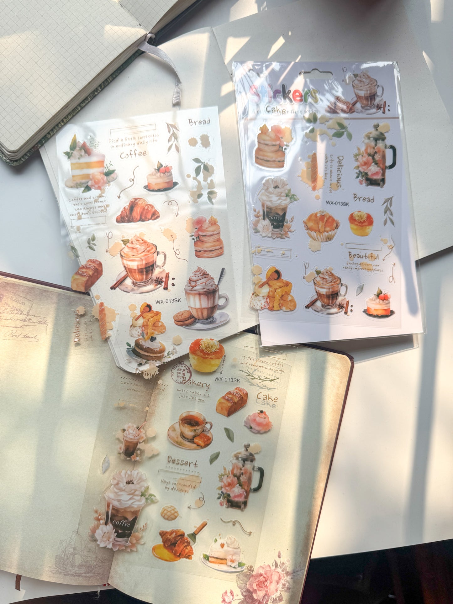 Wxsk013 Coffee Time Transparent Pet Precut Sticker Set Of 3 Sheets