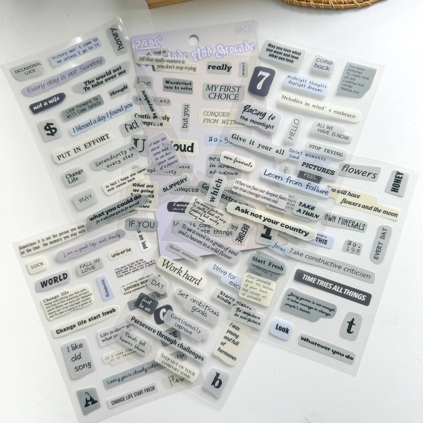 Xyjt606|G-10| Phase Sticker | Transparent Sticker | Set of 6 Sticker Sheet | Pre Cut Stickers | Kiss Cut Stickers