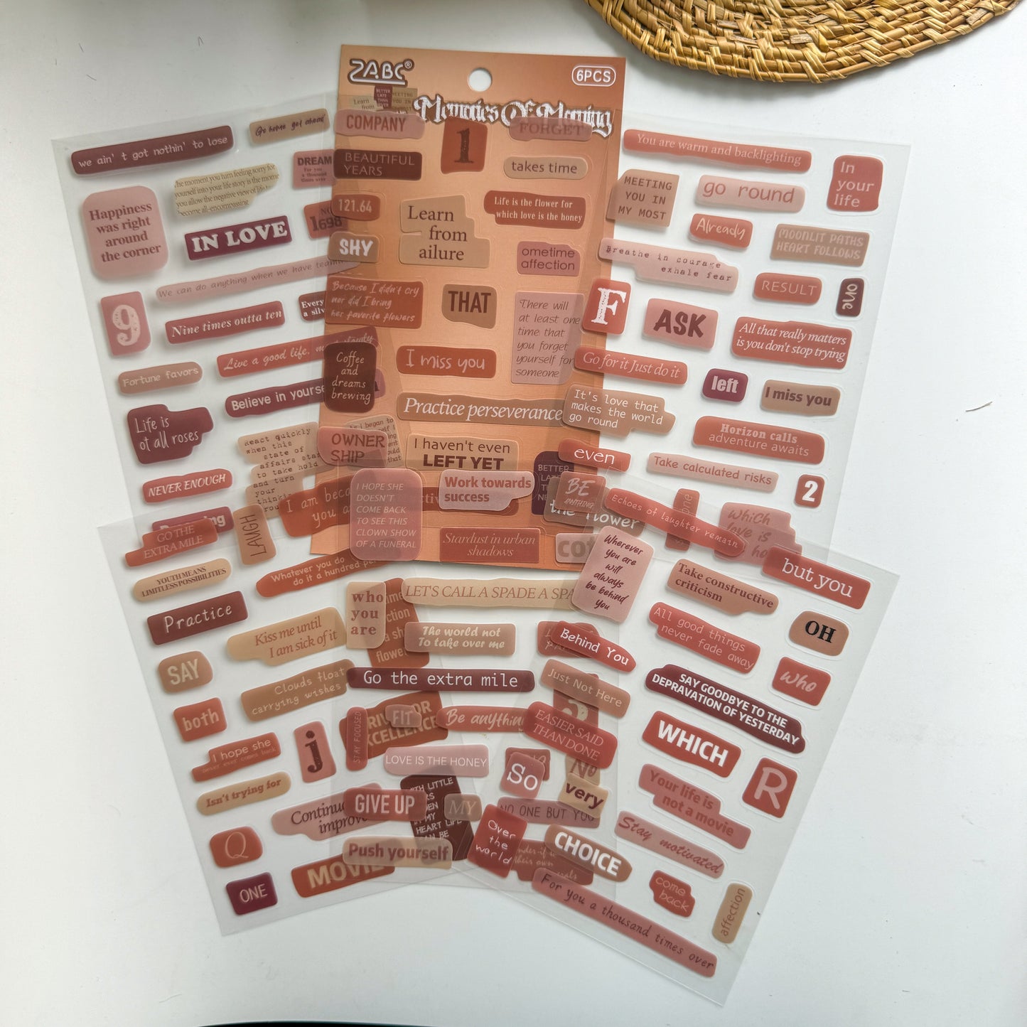 Xyjt603|G-10| Phase Sticker | Transparent Sticker | Set of 6 Sticker Sheet | Pre Cut Stickers | Kiss Cut Stickers