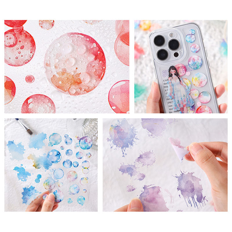 LLTX601|G-1| - pet stickers glass sugar heart series creative cut film stickers handbook material stickers 4 pieces