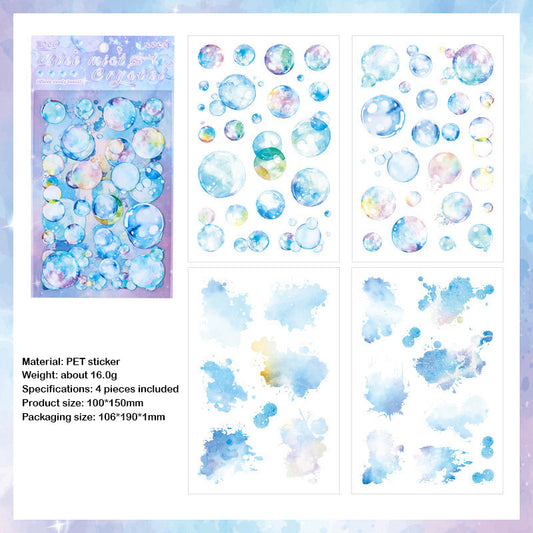 LLTX605|G-1| - pet stickers glass sugar heart series creative cut film stickers handbook material stickers 4 pieces