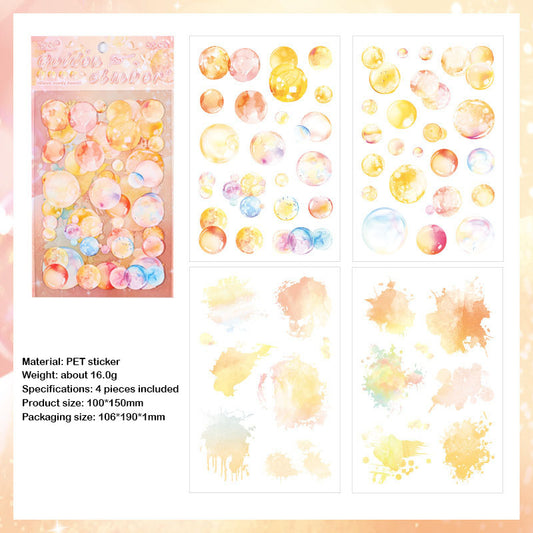 LLTX606|G-1| - pet stickers glass sugar heart series creative cut film stickers handbook material stickers 4 pieces