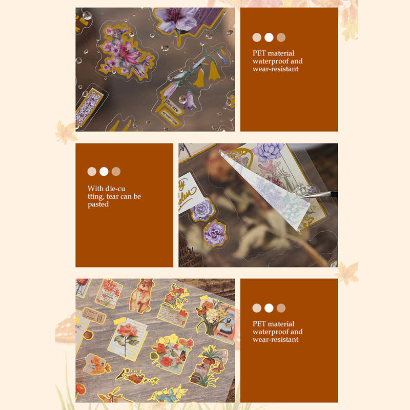 LNHB605 - flat posting paper fleeting pictorial series retro cutting film stamping hand account creative sticker diy
