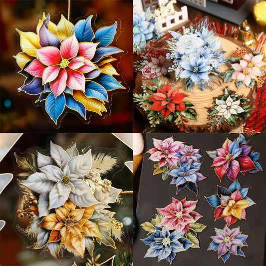 MHD-SDHQ003-Nice day PET sticker pack Christmas flower season series Christmas flower hot stamping handbook material 10 sheets 6 types