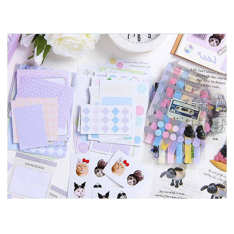 MXSK403|R-E| Mini Journal Kit| material paper Qimeng Huajian series non-sticky DIY collage retro creative notebook