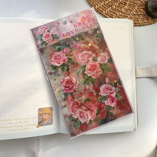 QWHK603|G-10| - stickers rose blossom series special oil hot stamping film cutting handbook waterproof pet stickers