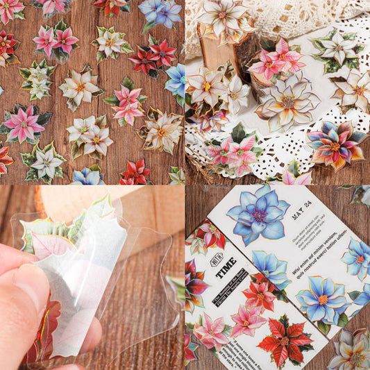 TZZH165|G-3|-Retro Story PET sticker pack Time Blossom Series Flower Notebook Decoration Material 20 Sheets 6 Types