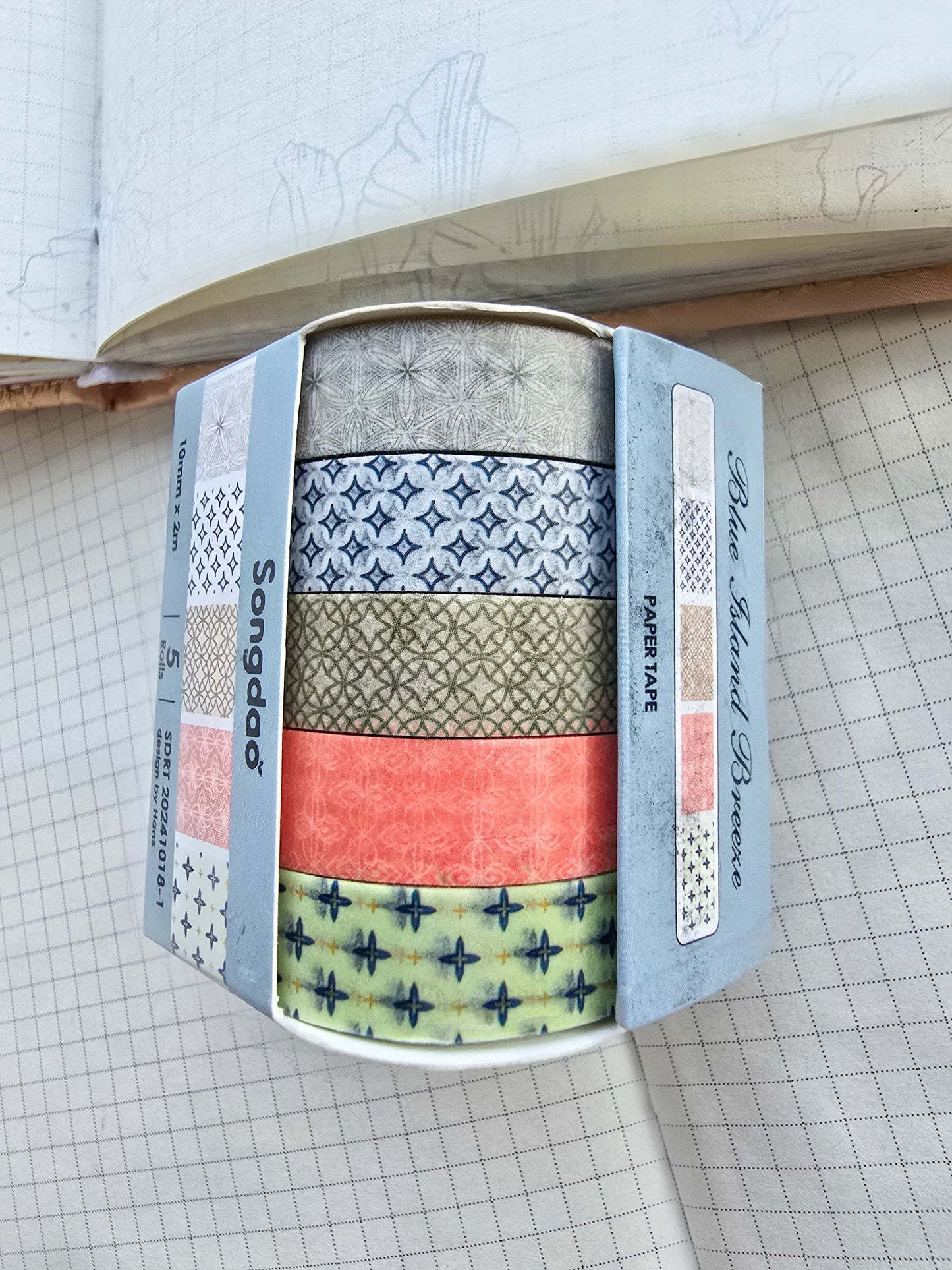 Washi Tape Set of 5 Washi tapes 10mm | Japanese Washi Paper | 2 Meter each(1018-1)