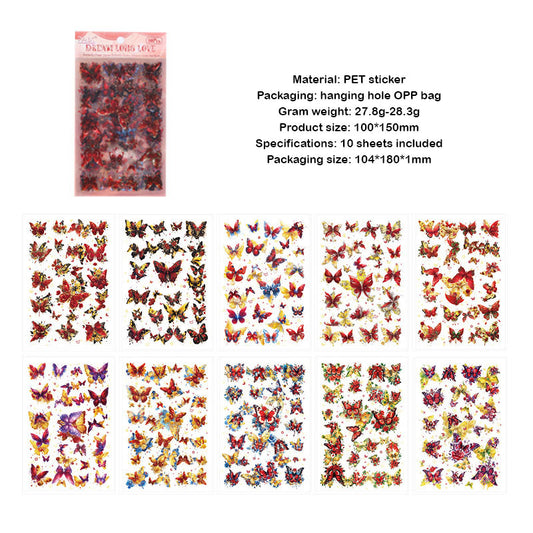 YXMD603 - sticker under the moon butterfly laser shell light hand account sticker waterproof pet film hand account material
