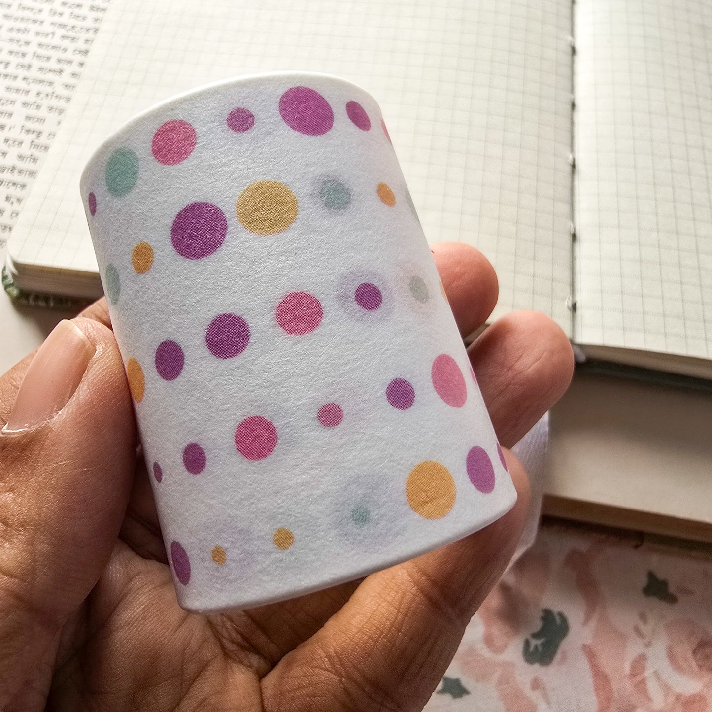 DCSYXL101 -F Sticker Roll| boxed tape drip Coloured Polca Dots Paper roll