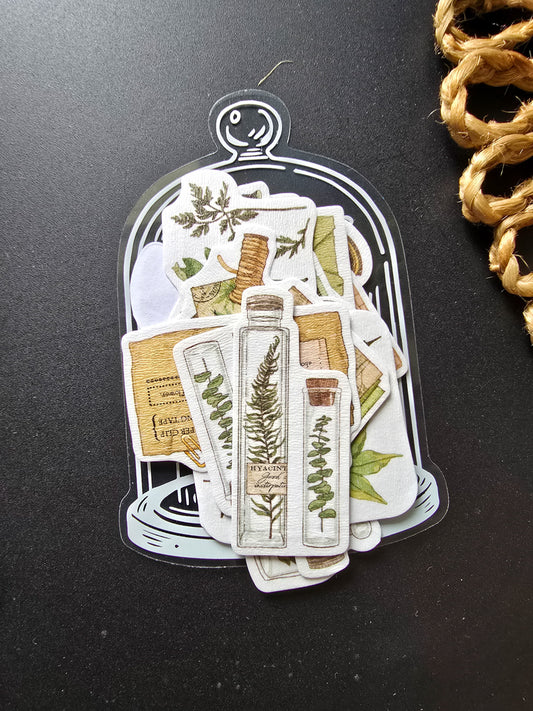 TZB-3204 Vintage Paper Sticker With Jar 20 pcs