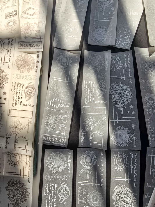 NNHY806 -|G4| sticker this murmur flower series creative retro sulphuric acid paper white ink hand account material 30 sheets into