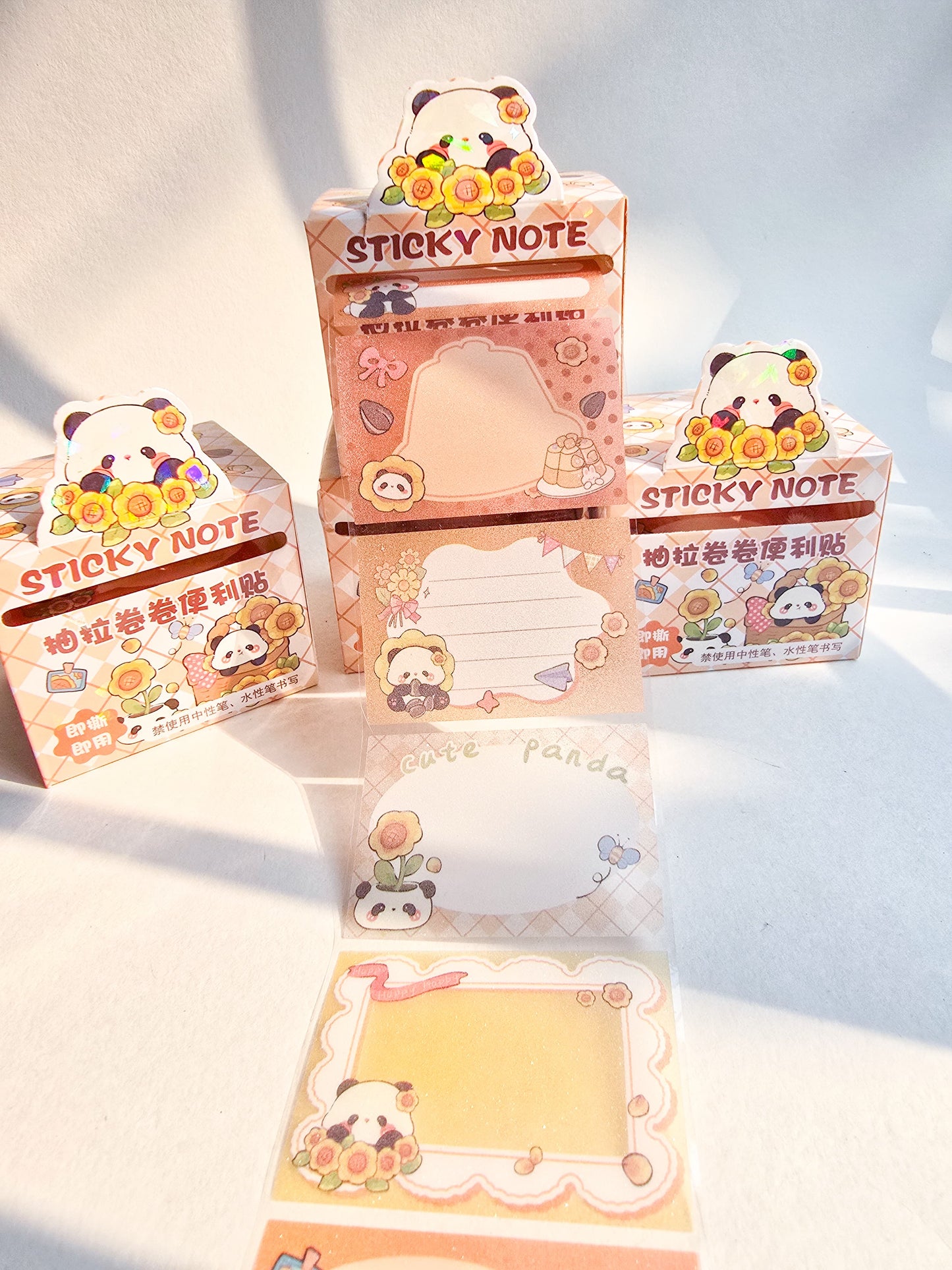 Km2758#1 - 1 pc Kawaii Sticker Roll Yellow | 48 pcs Stickers | Pet Transparent Stickers | Panda