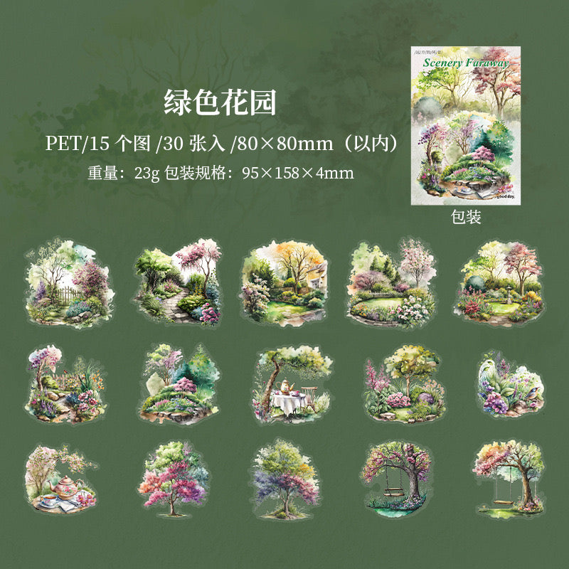 Yffj006 PET Sticker | Scenery Faraway | 15*2 30pcs