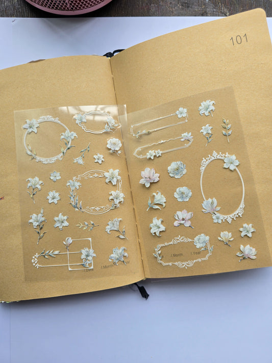 KJHY-603 | Whitet Antasy | PET | Watercolour Flower Asthetic sticker | 100* 150mm