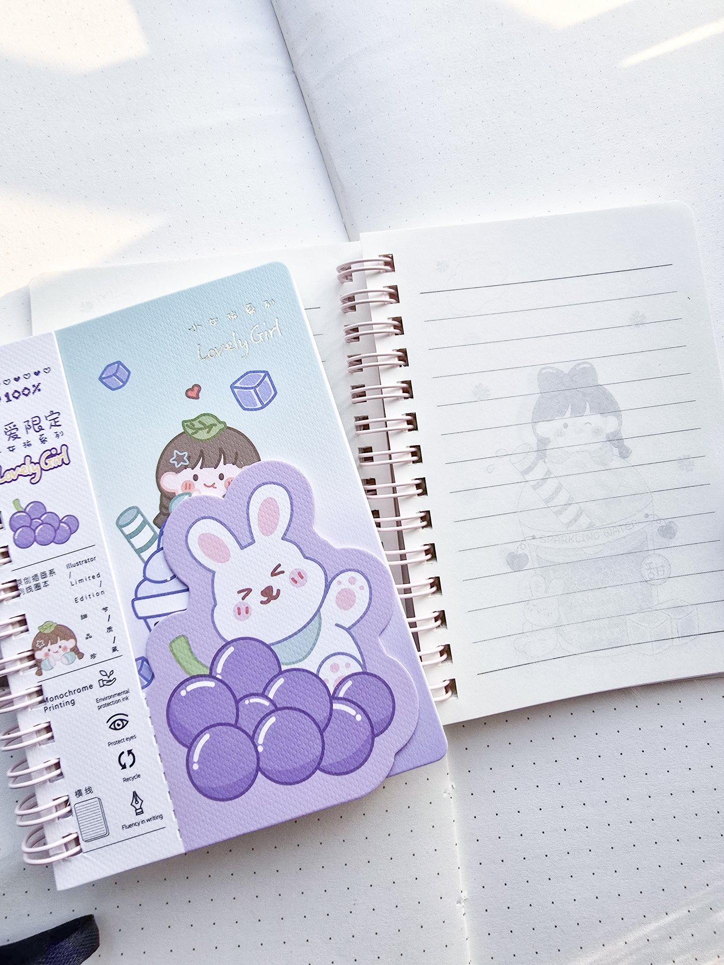 LK6480-04 |Rf| Lovely Girl | Ruled Special kawaii Notebook | Spiral Binding | 95*130mm | 80 Pages