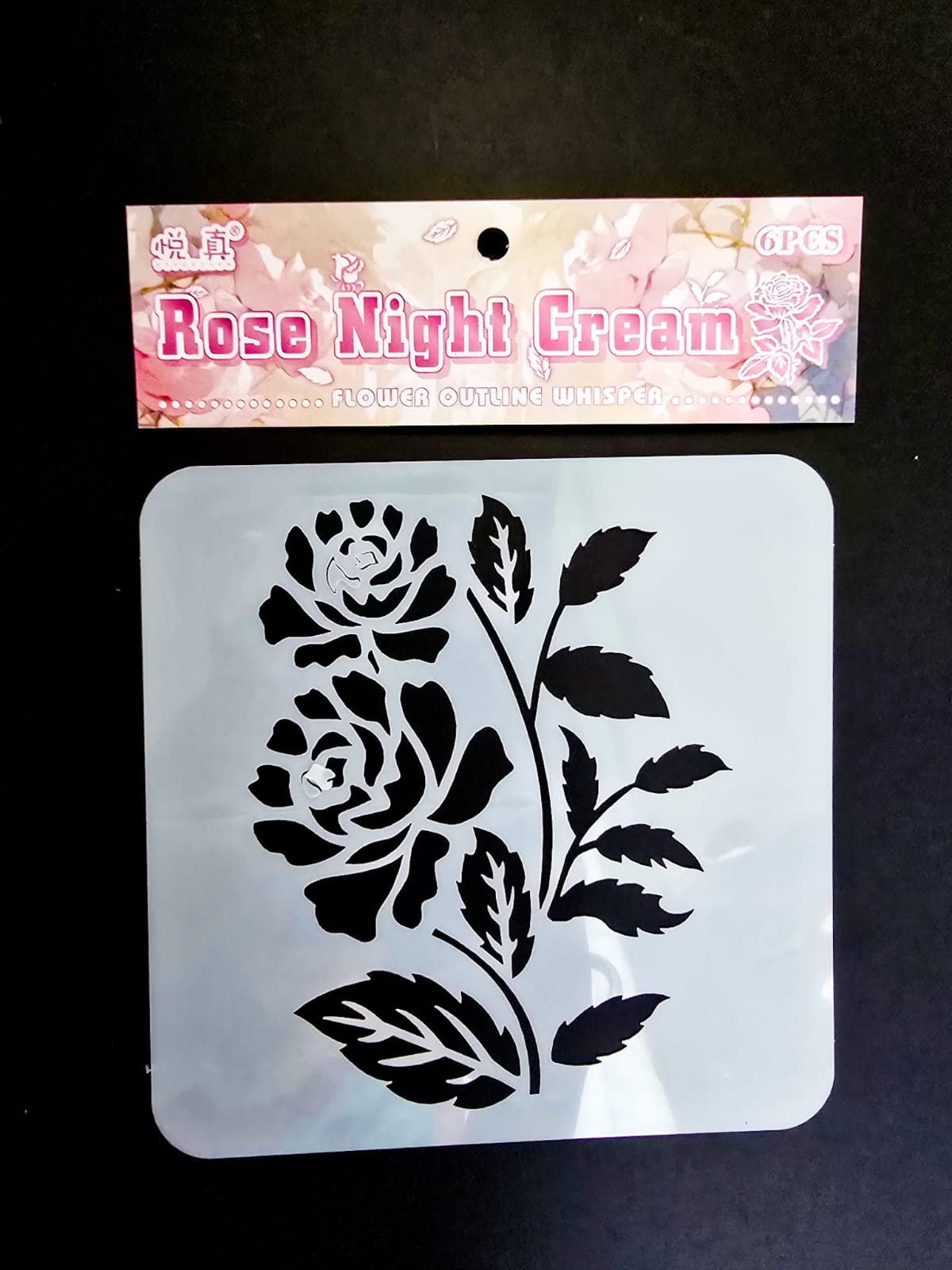 #1 HKDY-4-04 | Rose Night Cream Stencil | Flower Outline Whisper Stencil |